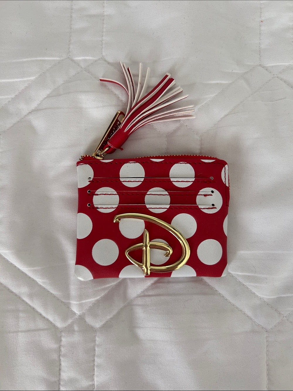 Disney Red and White Polka Dot Card Wallet with Tassel